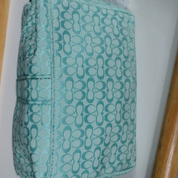 NWT@$128 PRICE REDUCED HB COACH SIGNATURE Aqua MiniBag w LEATHERstrap - Picture 7 of 11
